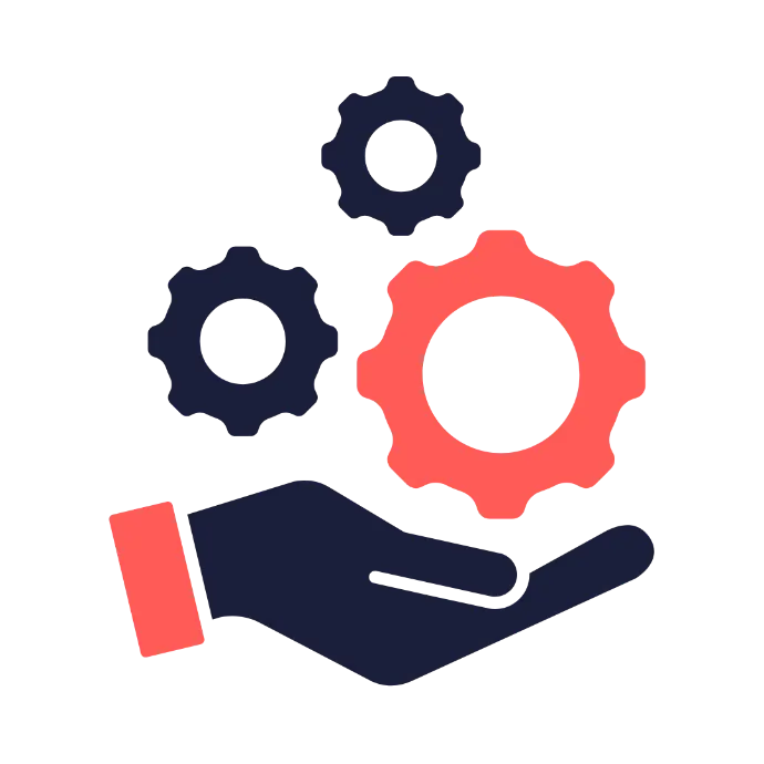 graphic of hand holding three gears