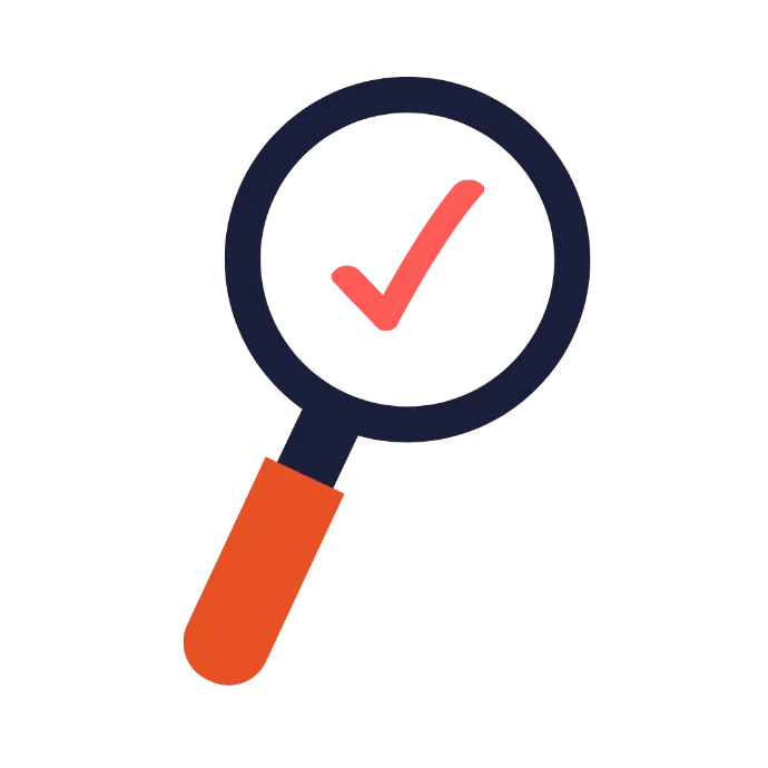 magnifying glass graphic with check mark