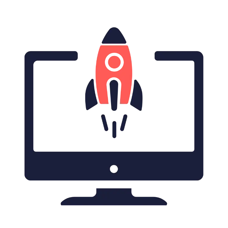 graphic of rocket launching from computer